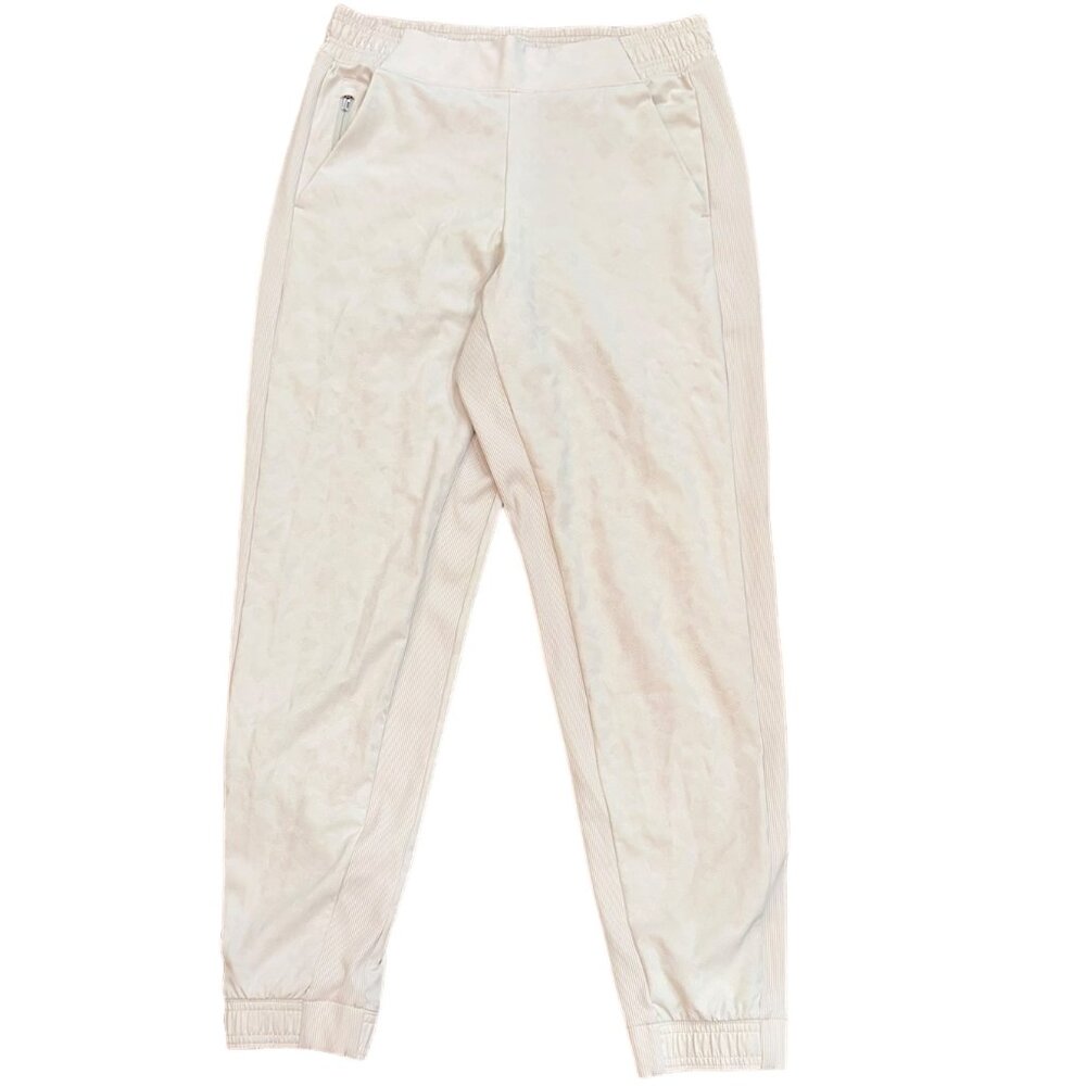 Athleta Brooklyn Textured Jogger Size 4 Beige Leopard Print Travel Abalone Grey - Picture 1 of 7